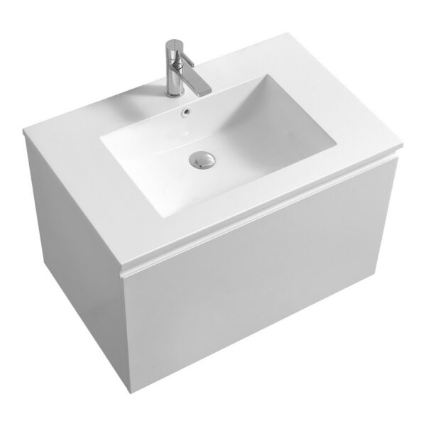 Kubebath BALLI32 Balli 31 7/8 Inch Modern Wall Mounted Single Sink Bathroom Vanity with Reinforced Acrylic Composite Top