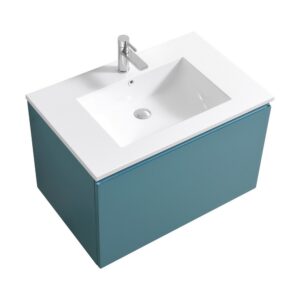 Kubebath BALLI32 Balli 31 7/8 Inch Modern Wall Mounted Single Sink Bathroom Vanity with Reinforced Acrylic Composite Top