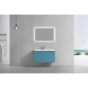 Kubebath BALLI36 Balli 35 7/8 Inch Modern Wall Mounted Single Sink Bathroom Vanity with Reinforced Acrylic Composite Top