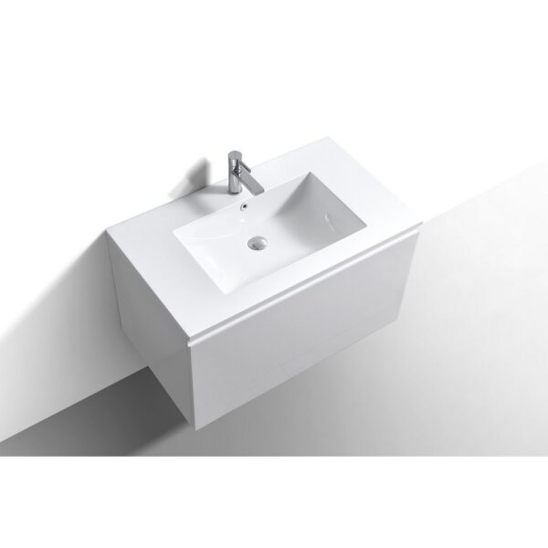 Kubebath BALLI36 Balli 35 7/8 Inch Modern Wall Mounted Single Sink Bathroom Vanity with Reinforced Acrylic Composite Top