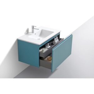 Kubebath BALLI36 Balli 35 7/8 Inch Modern Wall Mounted Single Sink Bathroom Vanity with Reinforced Acrylic Composite Top