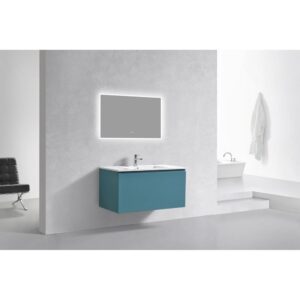 Kubebath BALLI40 Balli 39 3/4 Inch Modern Wall Mounted Single Sink Bathroom Vanity with Reinforced Acrylic Composite Top