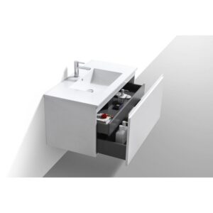 Kubebath BALLI40 Balli 39 3/4 Inch Modern Wall Mounted Single Sink Bathroom Vanity with Reinforced Acrylic Composite Top