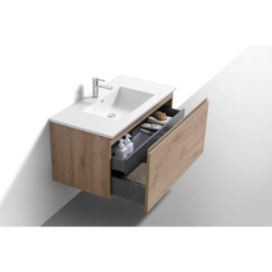 Kubebath BALLI40 Balli 39 3/4 Inch Modern Wall Mounted Single Sink Bathroom Vanity with Reinforced Acrylic Composite Top