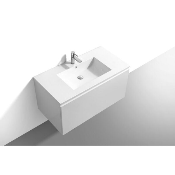 Kubebath BALLI40 Balli 39 3/4 Inch Modern Wall Mounted Single Sink Bathroom Vanity with Reinforced Acrylic Composite Top