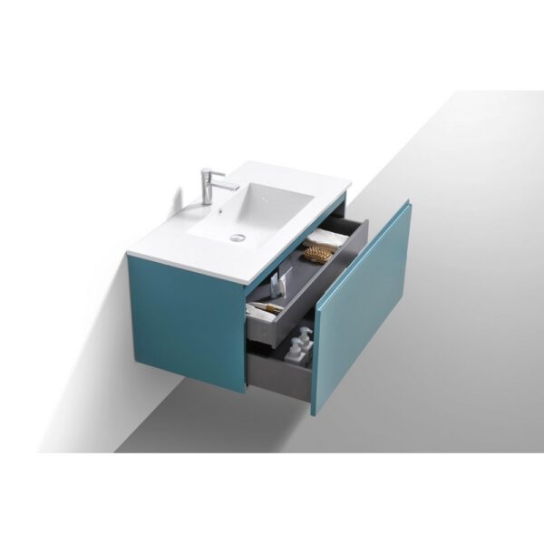 Kubebath BALLI40 Balli 39 3/4 Inch Modern Wall Mounted Single Sink Bathroom Vanity with Reinforced Acrylic Composite Top