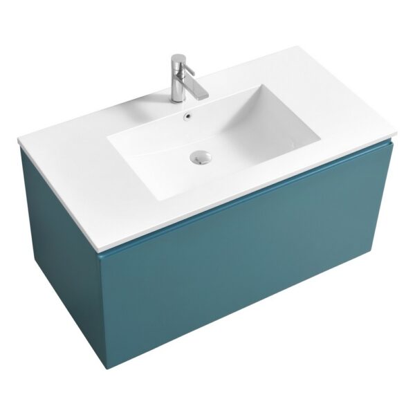 Kubebath BALLI40 Balli 39 3/4 Inch Modern Wall Mounted Single Sink Bathroom Vanity with Reinforced Acrylic Composite Top