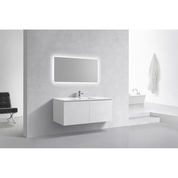 Kubebath BALLI48 Balli 47 5/8 Inch Modern Wall Mounted Bathroom Vanity with Reinforced Acrylic Composite Top Double