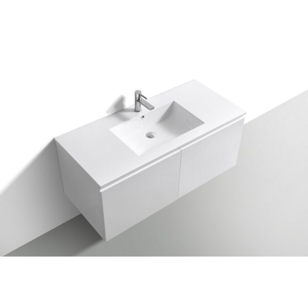 Kubebath BALLI48 Balli 47 5/8 Inch Modern Wall Mounted Bathroom Vanity with Reinforced Acrylic Composite Top Double