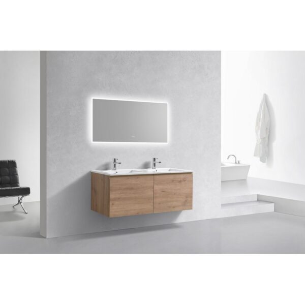 Kubebath BALLI48 Balli 47 5/8 Inch Modern Wall Mounted Bathroom Vanity with Reinforced Acrylic Composite Top Double