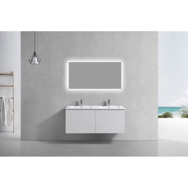 Kubebath BALLI48 Balli 47 5/8 Inch Modern Wall Mounted Bathroom Vanity with Reinforced Acrylic Composite Top Double