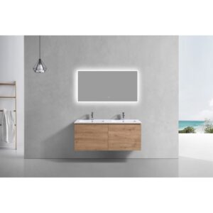 Kubebath BALLI48 Balli 47 5/8 Inch Modern Wall Mounted Bathroom Vanity with Reinforced Acrylic Composite Top Double