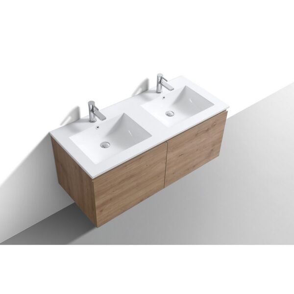 Kubebath BALLI48 Balli 47 5/8 Inch Modern Wall Mounted Bathroom Vanity with Reinforced Acrylic Composite Top Double