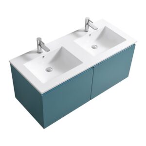 Kubebath BALLI48 Balli 47 5/8 Inch Modern Wall Mounted Bathroom Vanity with Reinforced Acrylic Composite Top Double