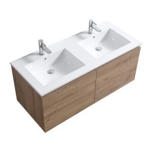 Kubebath BALLI48 Balli 47 5/8 Inch Modern Wall Mounted Bathroom Vanity with Reinforced Acrylic Composite Top Double