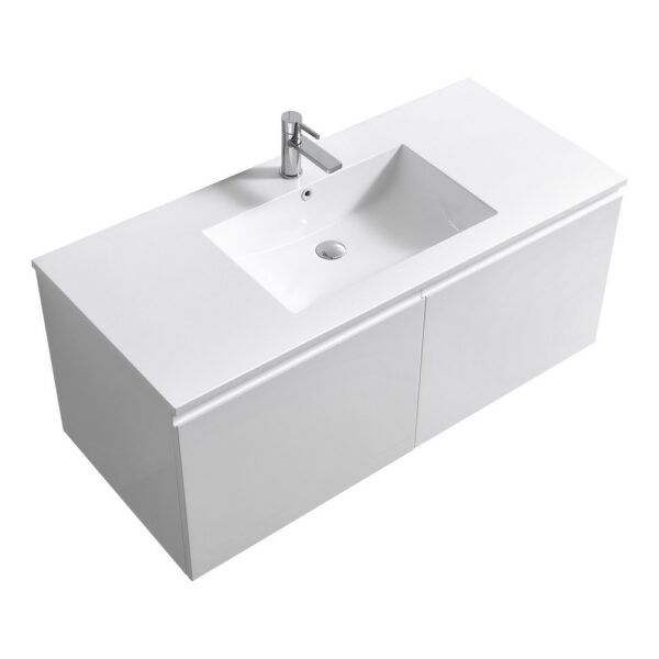 Kubebath BALLI48 Balli 47 5/8 Inch Modern Wall Mounted Bathroom Vanity with Reinforced Acrylic Composite Top Double