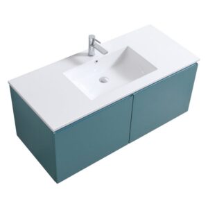 Kubebath BALLI48 Balli 47 5/8 Inch Modern Wall Mounted Bathroom Vanity with Reinforced Acrylic Composite Top Double