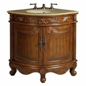 Chans Furniture BC-030M Bayview 24 Inch Brown Corner Bathroom Sink Vanity