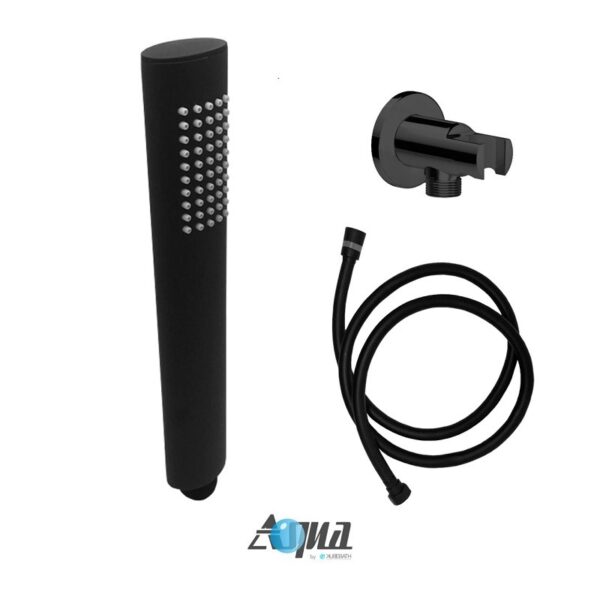 Kubebath BK-ARHH123 Aqua Rondo Matte Black Handheld Kit With Handheld, 5 Foot Long Hose and Wall Adapter