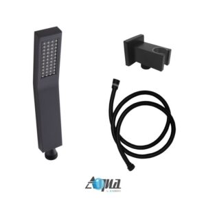 KubeBath BK-CR300HH2V Aqua Piazza Shower Set with 12 Inch Ceiling Mount Square Rain Shower and Handheld in Matte Black