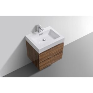 Kubebath BSL24 Bliss 23 5/8 Inch Wall Mount Single Sink Bath Vanity