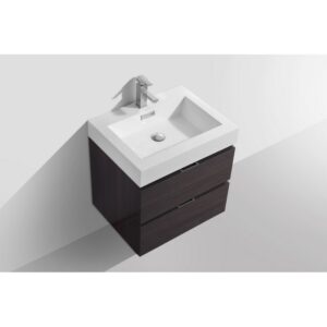 Kubebath BSL24 Bliss 23 5/8 Inch Wall Mount Single Sink Bath Vanity