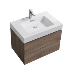 Kubebath BSL30 Bliss 29 1/2 Inch Wall Mount Single Sink Bath Vanity