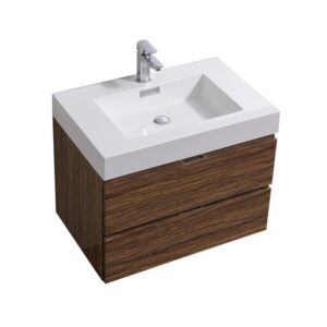 Kubebath BSL30 Bliss 29 1/2 Inch Wall Mount Single Sink Bath Vanity