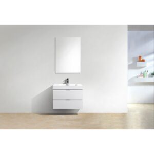 Kubebath BSL30 Bliss 29 1/2 Inch Wall Mount Single Sink Bath Vanity