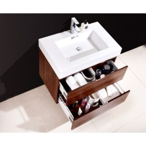 Kubebath BSL30 Bliss 29 1/2 Inch Wall Mount Single Sink Bath Vanity