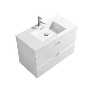 Kubebath BSL36 Bliss 35 1/2 Inch Wall Mount Single Sink Bath Vanity