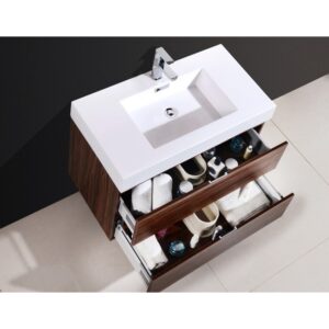 Kubebath BSL36 Bliss 35 1/2 Inch Wall Mount Single Sink Bath Vanity