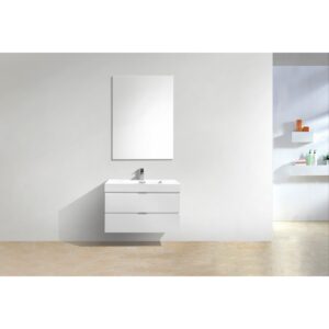 Kubebath BSL36 Bliss 35 1/2 Inch Wall Mount Single Sink Bath Vanity