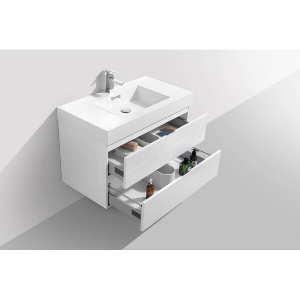 Kubebath BSL36 Bliss 35 1/2 Inch Wall Mount Single Sink Bath Vanity