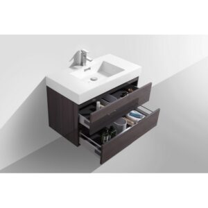 Kubebath BSL36 Bliss 35 1/2 Inch Wall Mount Single Sink Bath Vanity