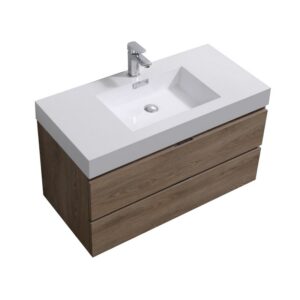 Kubebath BSL40 Bliss 39 1/2 Inch Wall Mount Single Sink Bath Vanity