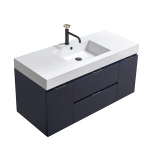 Kubebath BSL48 Bliss 47 1/4 Inch Wall Mount Single Sink Bath Vanity