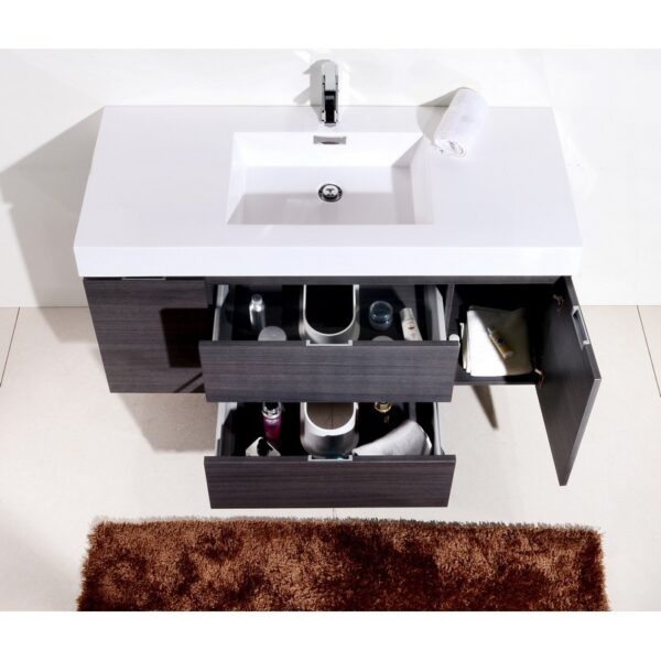 Kubebath BSL48 Bliss 47 1/4 Inch Wall Mount Single Sink Bath Vanity