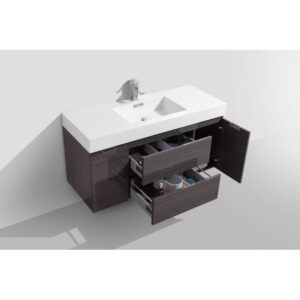 Kubebath BSL48 Bliss 47 1/4 Inch Wall Mount Single Sink Bath Vanity