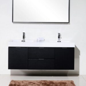 Kubebath BSL60D Bliss 59 Inch Wall Mount Double Sink Bath Vanity