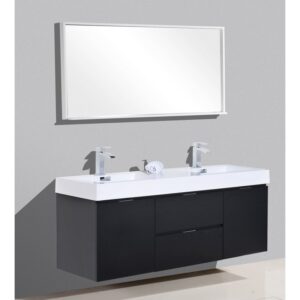 Kubebath BSL60D Bliss 59 Inch Wall Mount Double Sink Bath Vanity