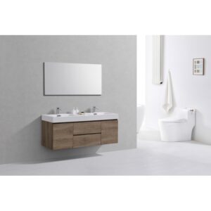 Kubebath BSL60D Bliss 59 Inch Wall Mount Double Sink Bath Vanity