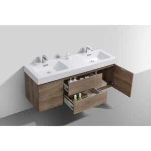 Kubebath BSL60D Bliss 59 Inch Wall Mount Double Sink Bath Vanity