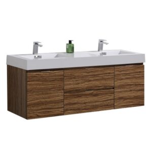 Kubebath BSL60D Bliss 59 Inch Wall Mount Double Sink Bath Vanity