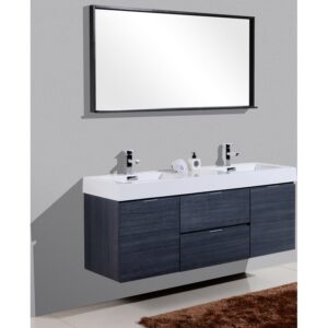 Kubebath BSL60D Bliss 59 Inch Wall Mount Double Sink Bath Vanity