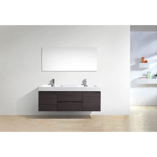 Kubebath BSL60D Bliss 59 Inch Wall Mount Double Sink Bath Vanity