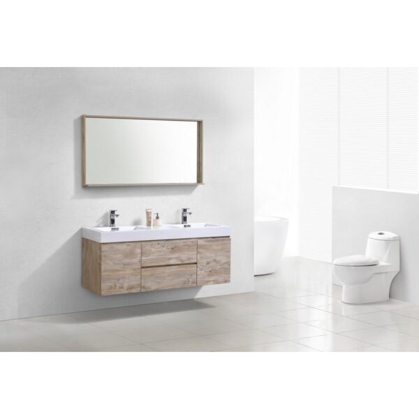 Kubebath BSL60D Bliss 59 Inch Wall Mount Double Sink Bath Vanity