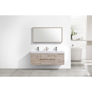 Kubebath BSL60D Bliss 59 Inch Wall Mount Double Sink Bath Vanity