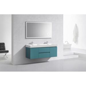 Kubebath BSL60D Bliss 59 Inch Wall Mount Double Sink Bath Vanity