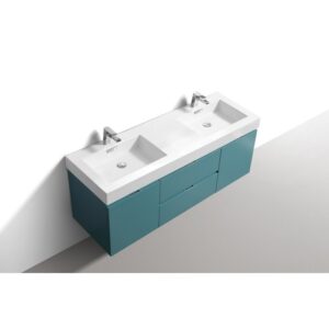 Kubebath BSL60D Bliss 59 Inch Wall Mount Double Sink Bath Vanity